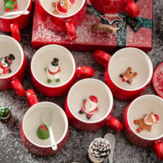 TIDINGS Red Christmas Handmade Ceramic Mug